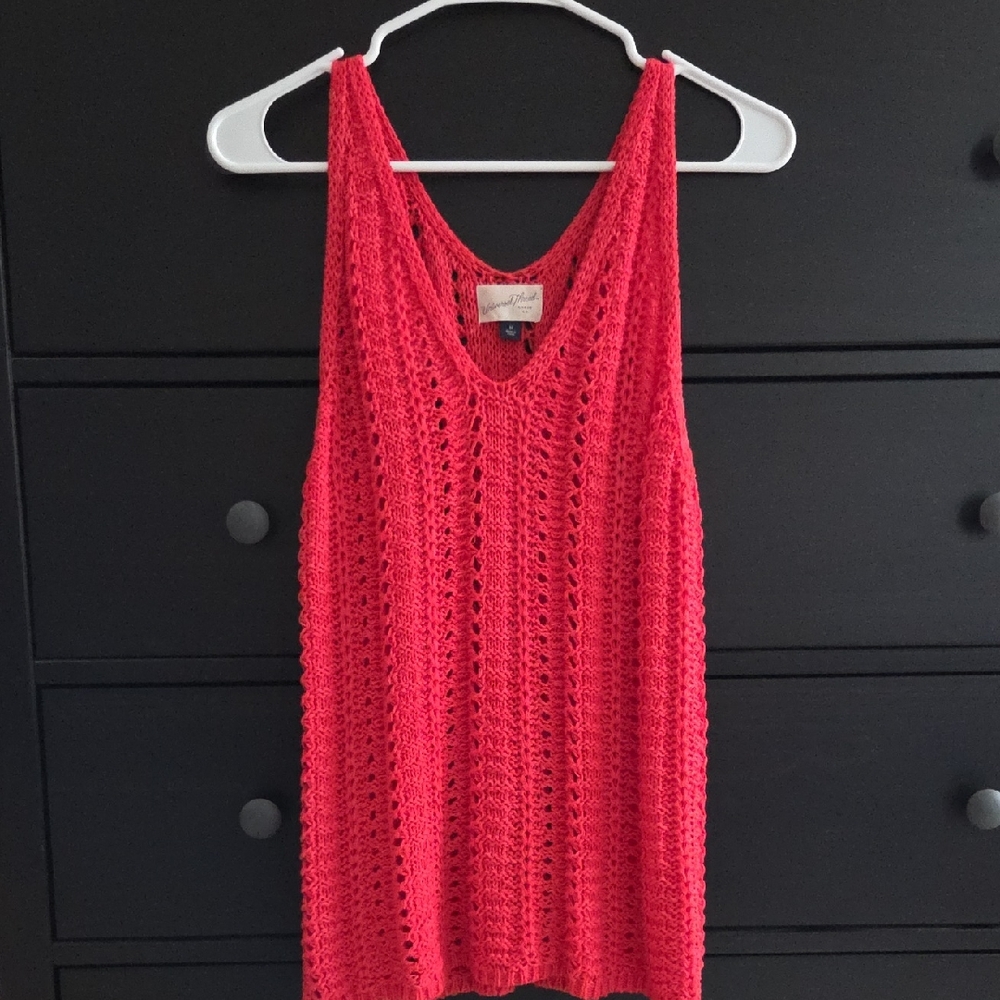 Universal Thread Chrochet Knit Sleeveless Sweater Tank Medium Red ExcellentCond